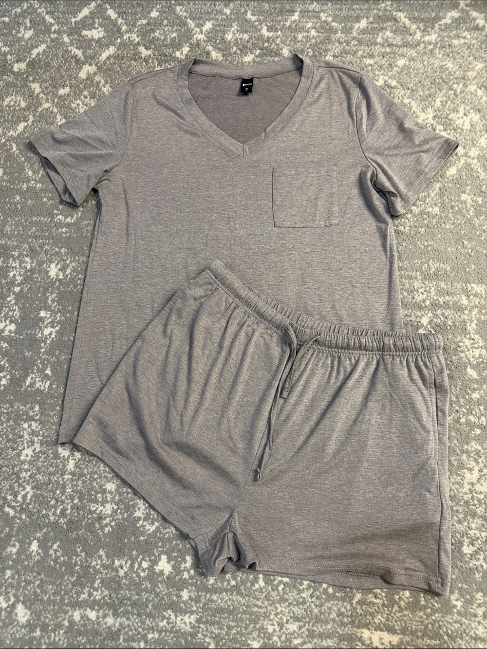 Light Heather Gray V-Neck Short Pajama Set